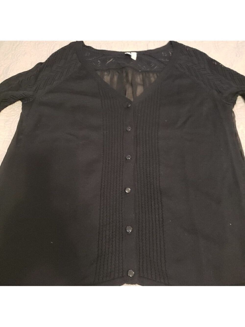 MADISON Black Cardigan Sweater with Sheer back